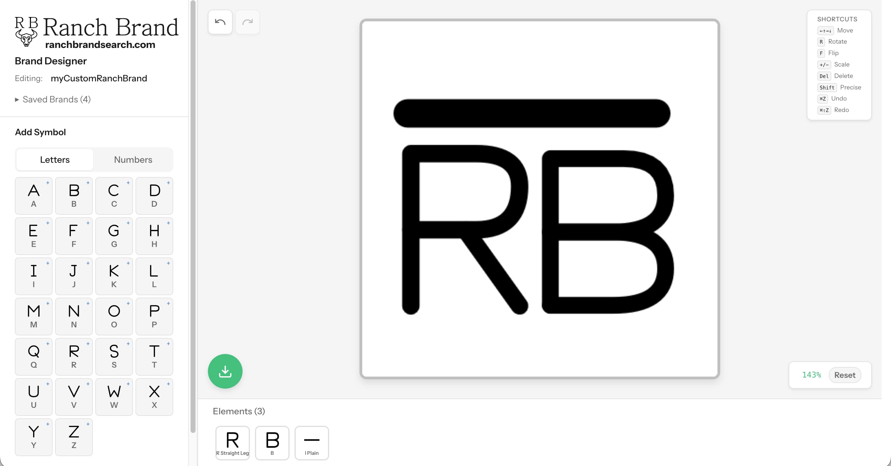 Cattle brand generator showing a custom cow brand being created