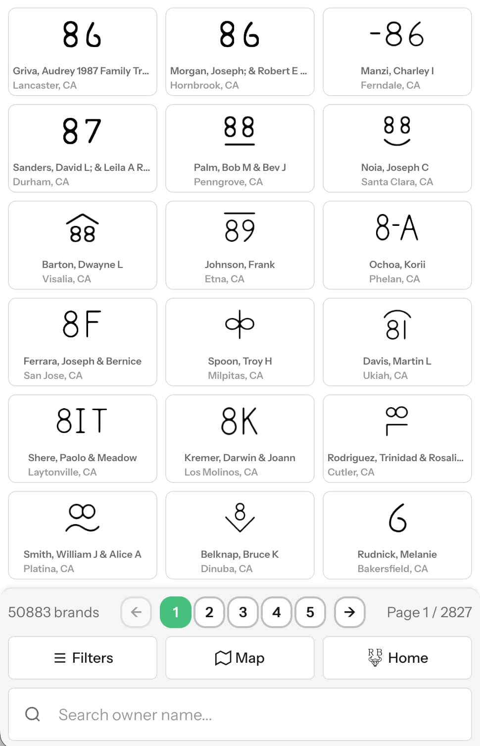 Brand list on mobile